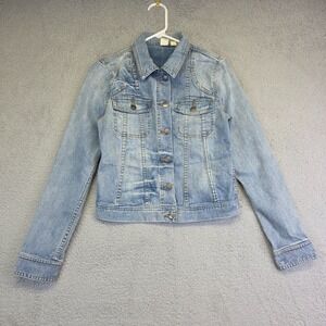 Roxy Denim Jacket‎ Womens S Blue Light Wash Southwestern Y2K Trucker Grunge Jean